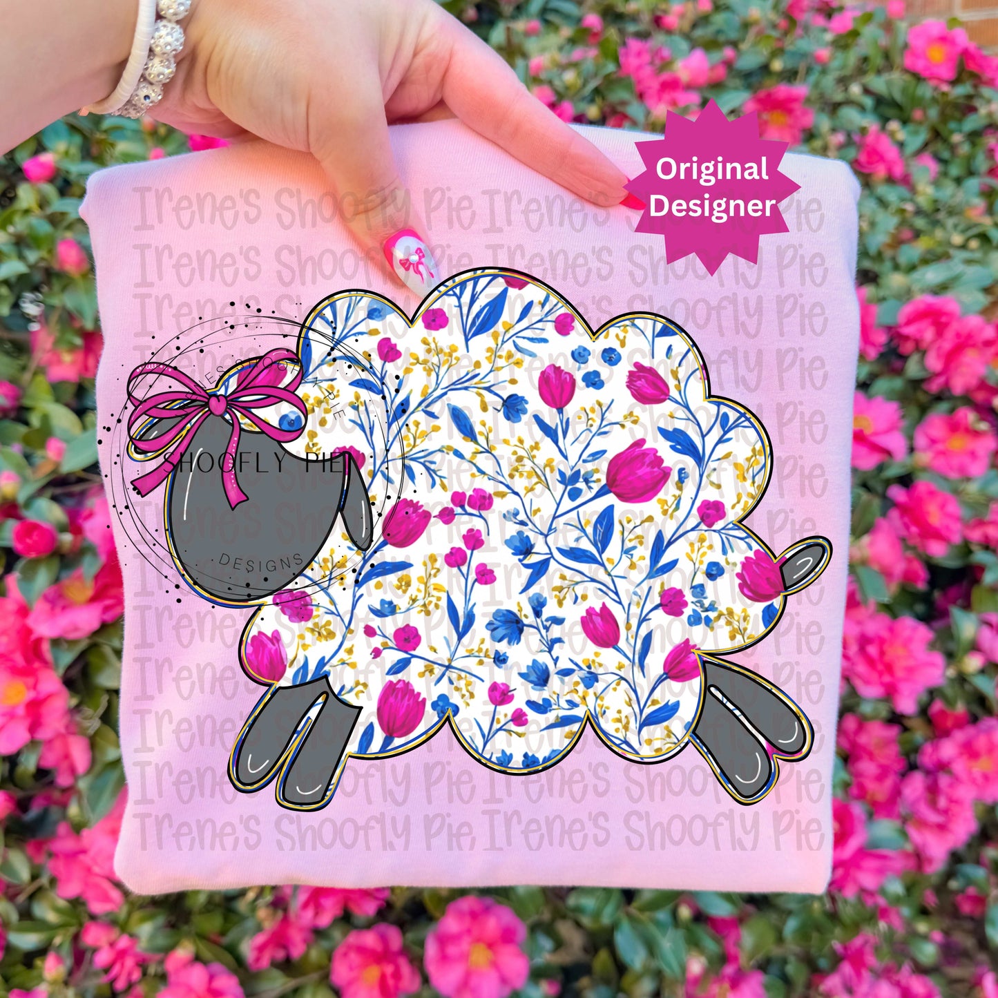 Hand Drawn Floral Sheep PNG
