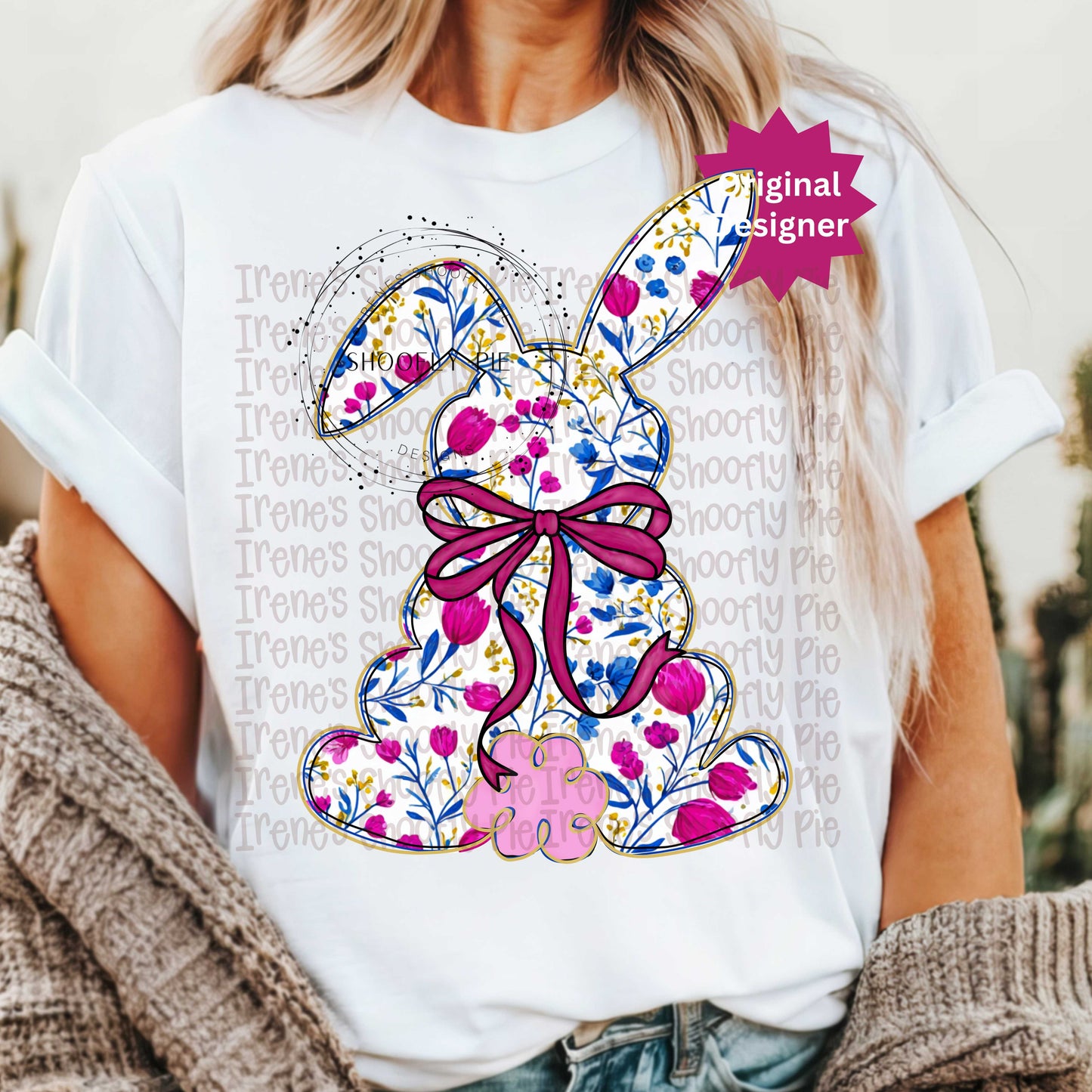 Hand Drawn Coquette Floral Rabbit PNG