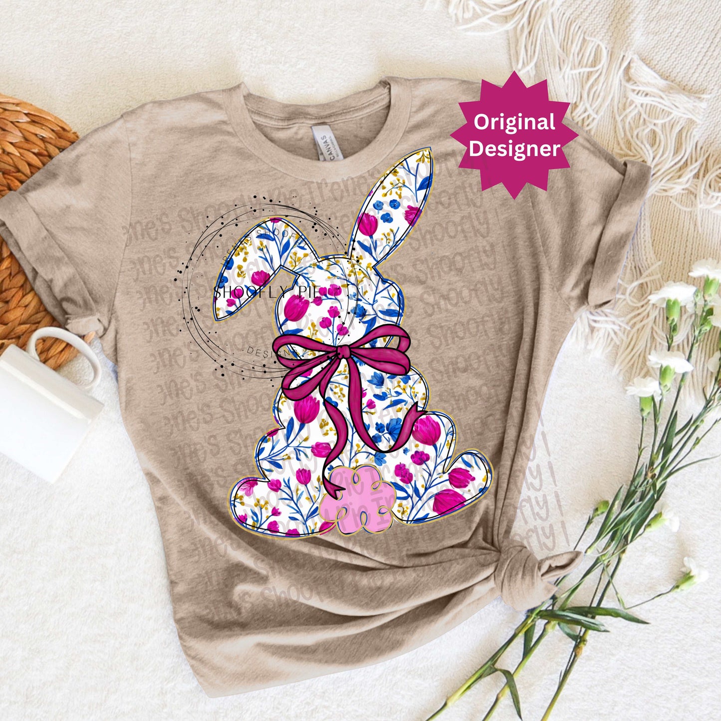 Hand Drawn Coquette Floral Rabbit PNG