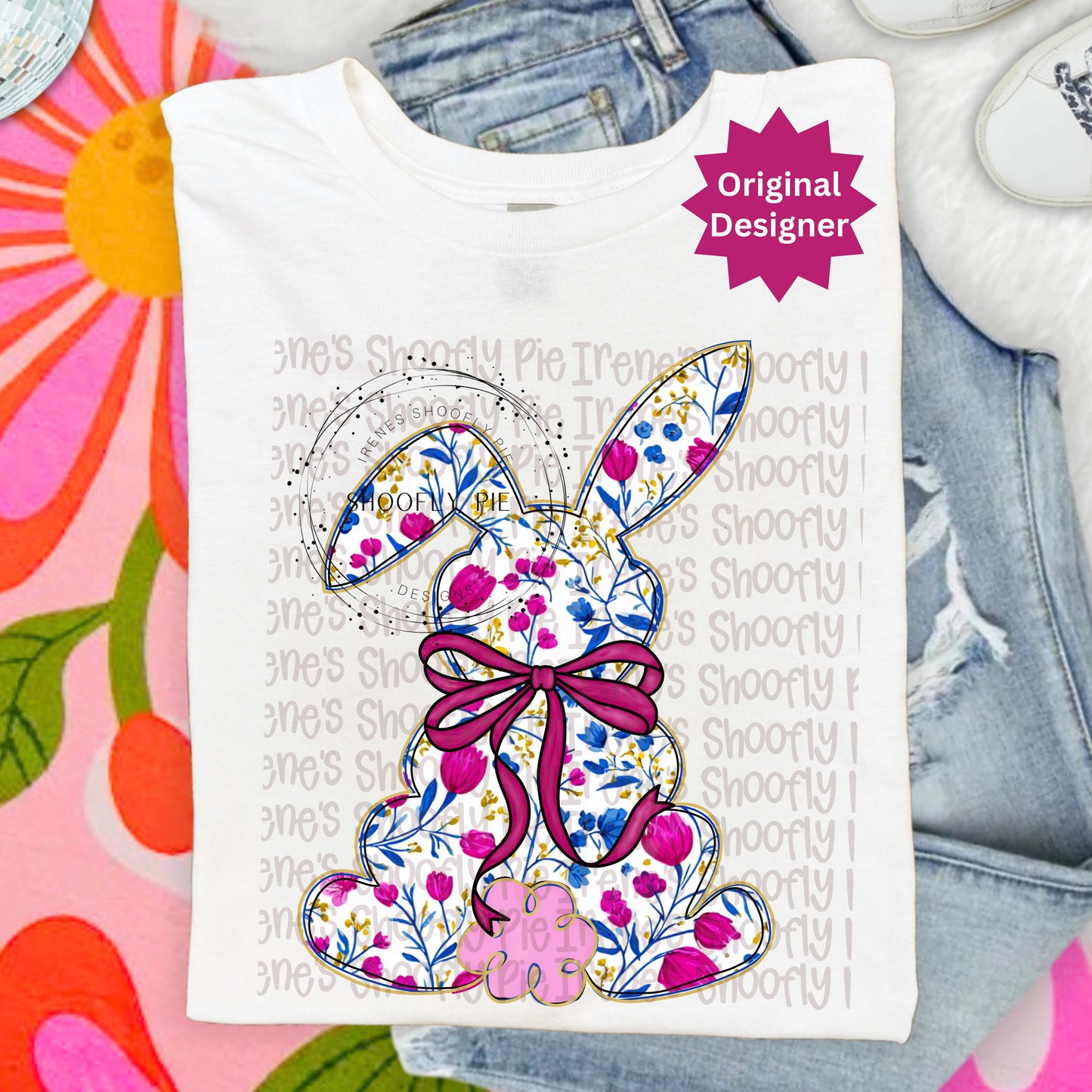 Hand Drawn Coquette Floral Rabbit PNG
