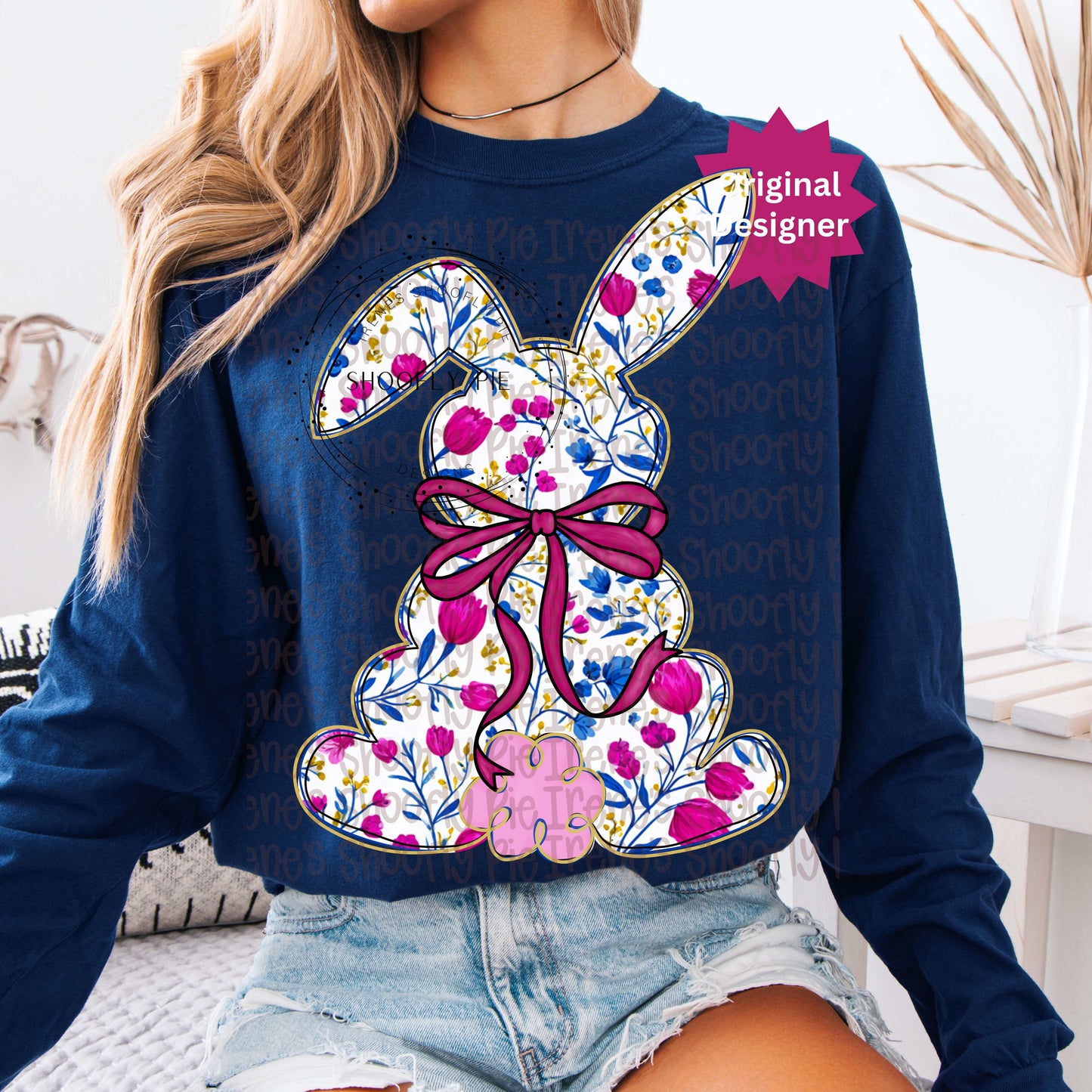 Hand Drawn Coquette Floral Rabbit PNG