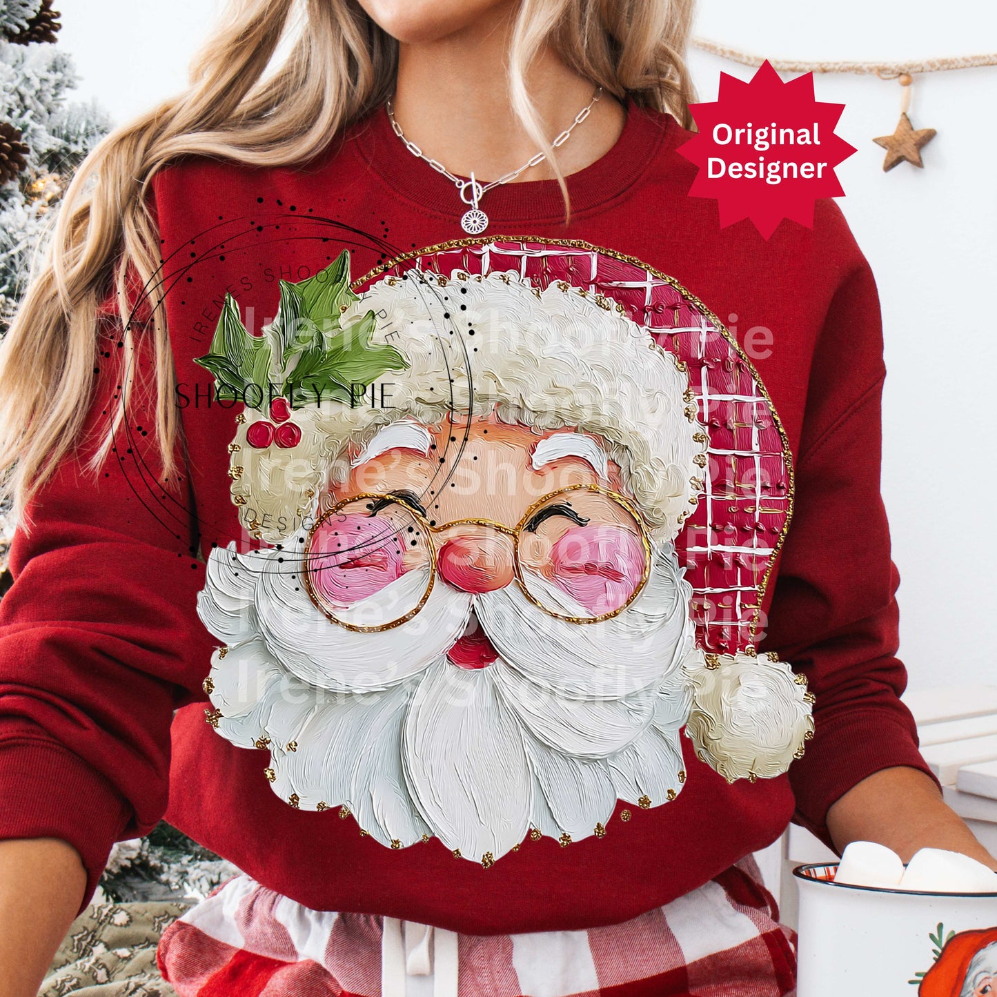 Christmas Santa Shirt Png, Hand Painted Christmas Santa Png