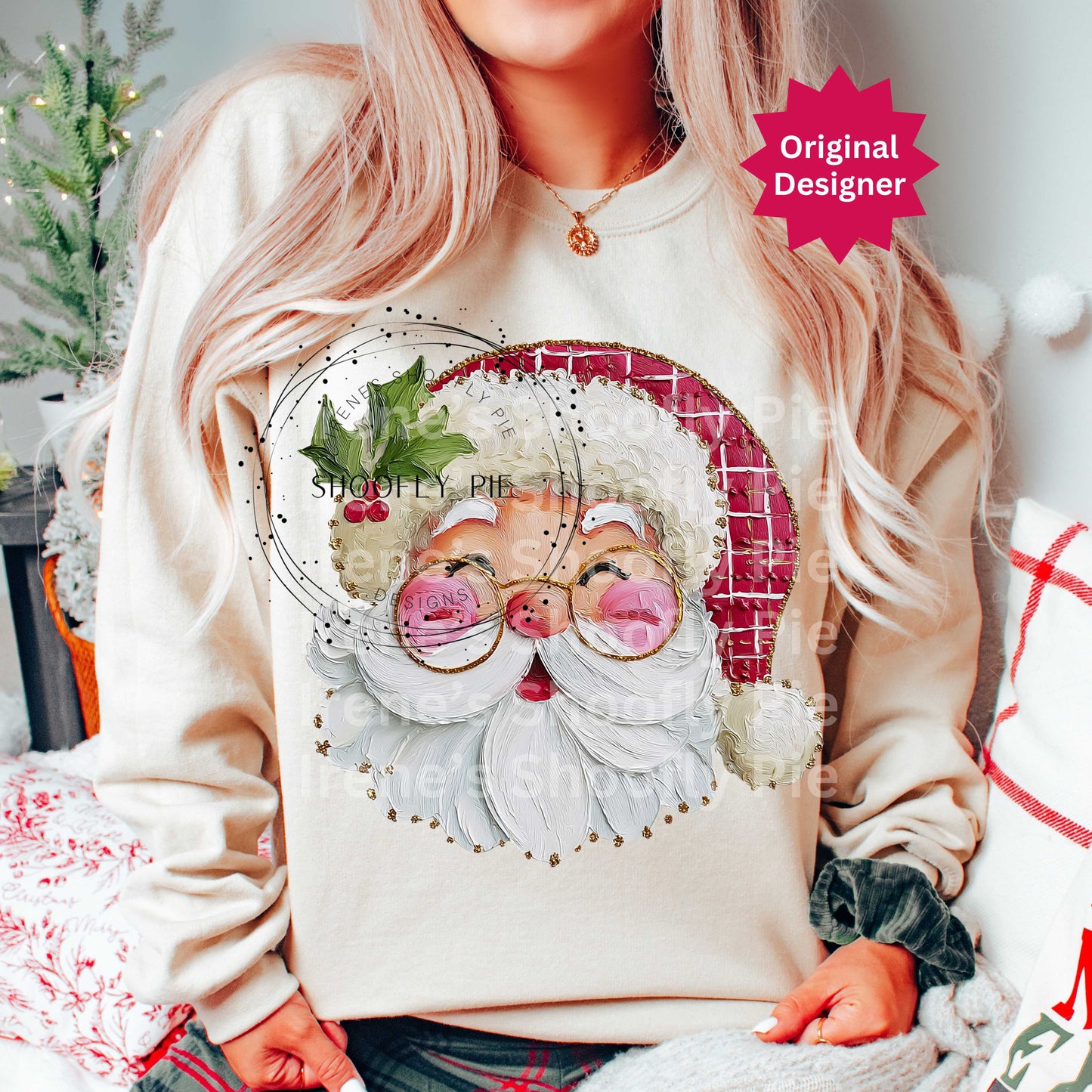 Christmas Santa Shirt Png, Hand Painted Christmas Santa Png