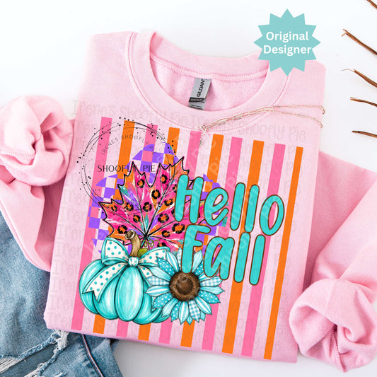 Hello Fall In Turquoise Blue