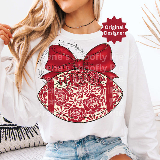 Coquette Football Crimson Red and Cream PNG