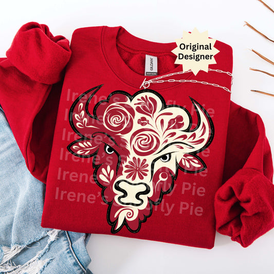 Team Sports Mascot Bison Crimson and Cream PNG