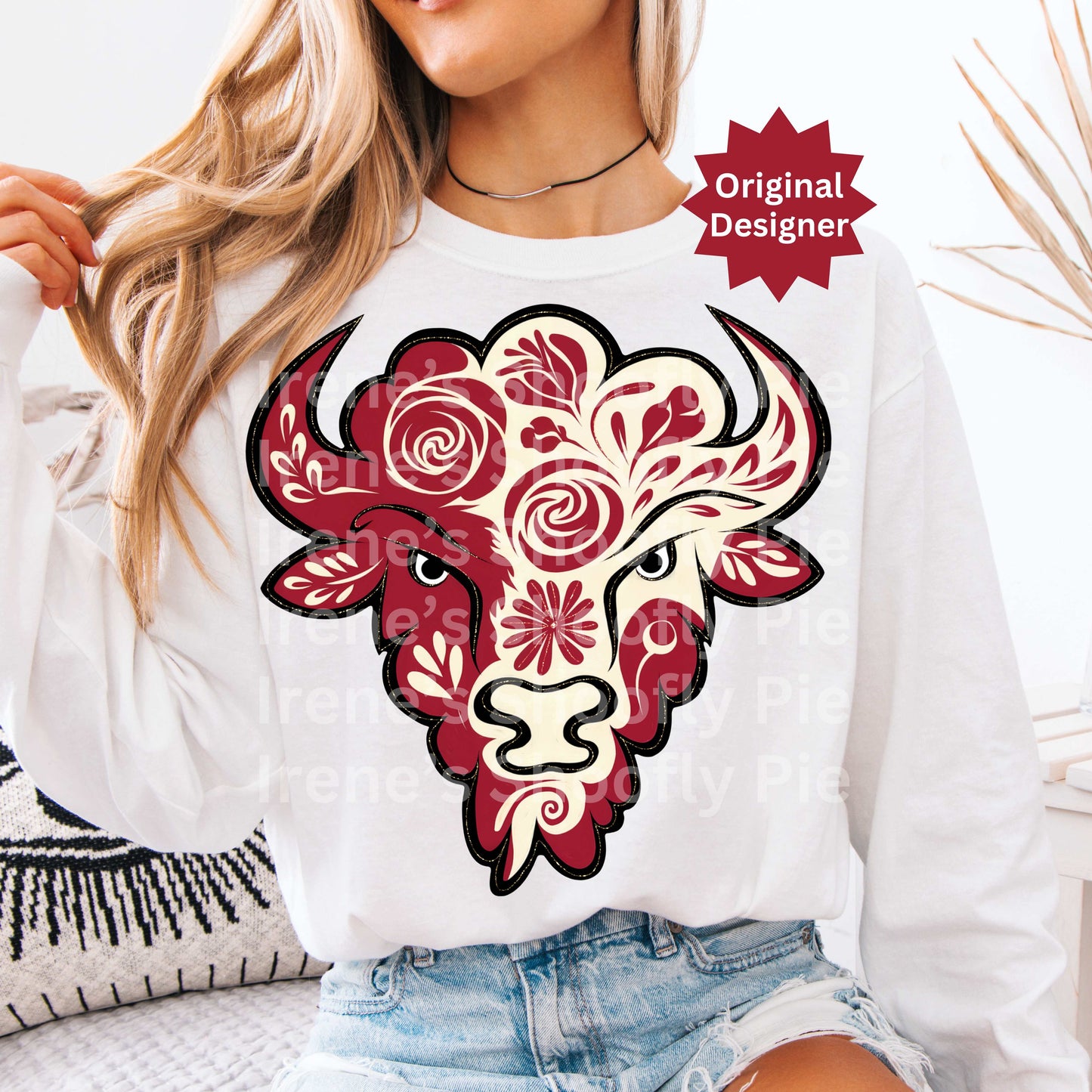 Team Sports Mascot Bison Crimson and Cream PNG
