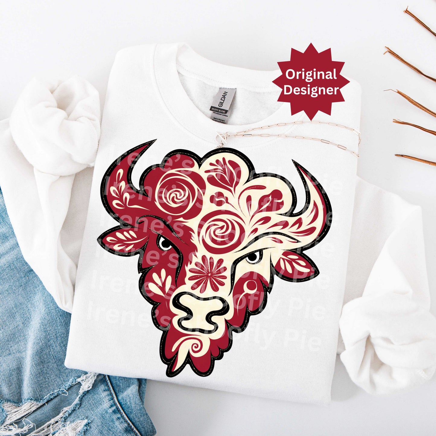 Team Sports Mascot Bison Crimson and Cream PNG