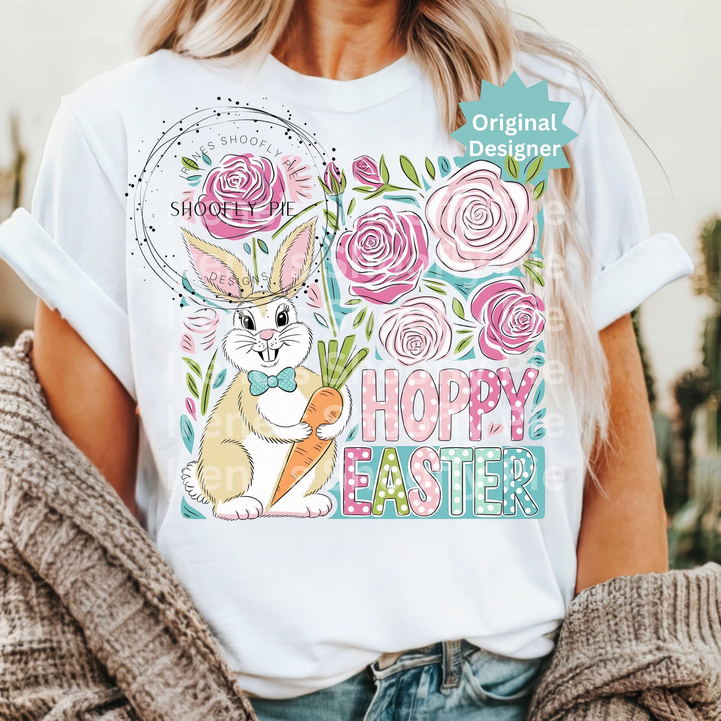 Floral Hoppy Easter Bunny Png