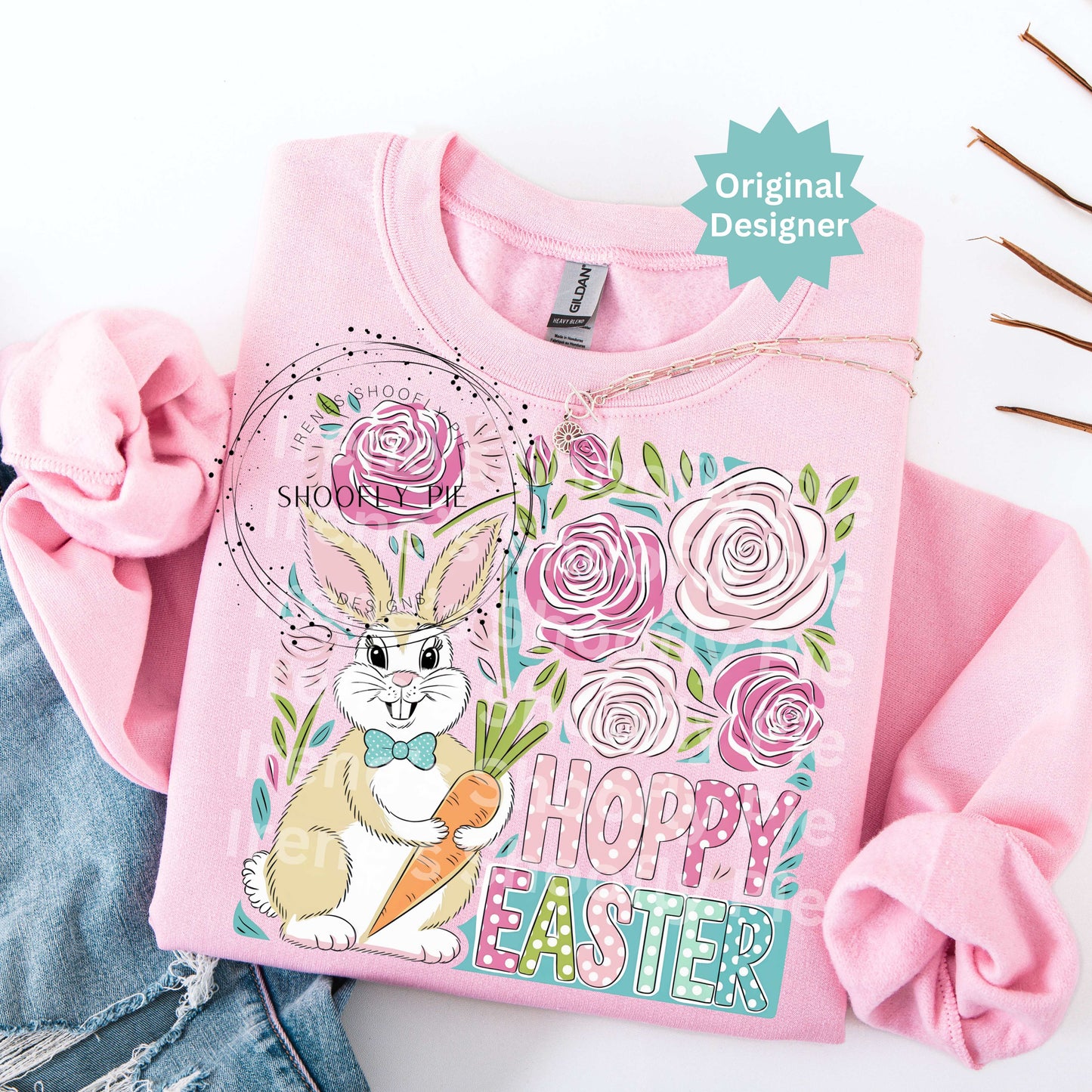 Floral Hoppy Easter Bunny Png