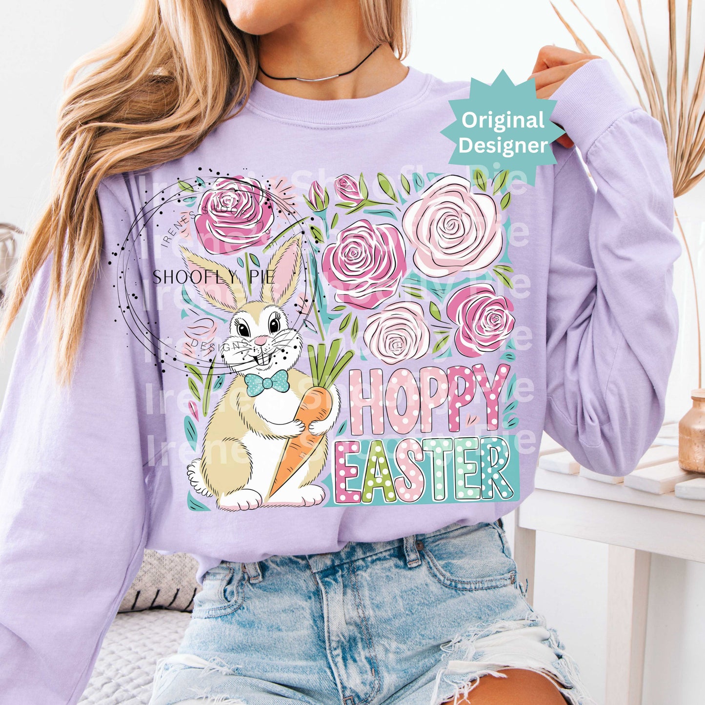 Floral Hoppy Easter Bunny Png