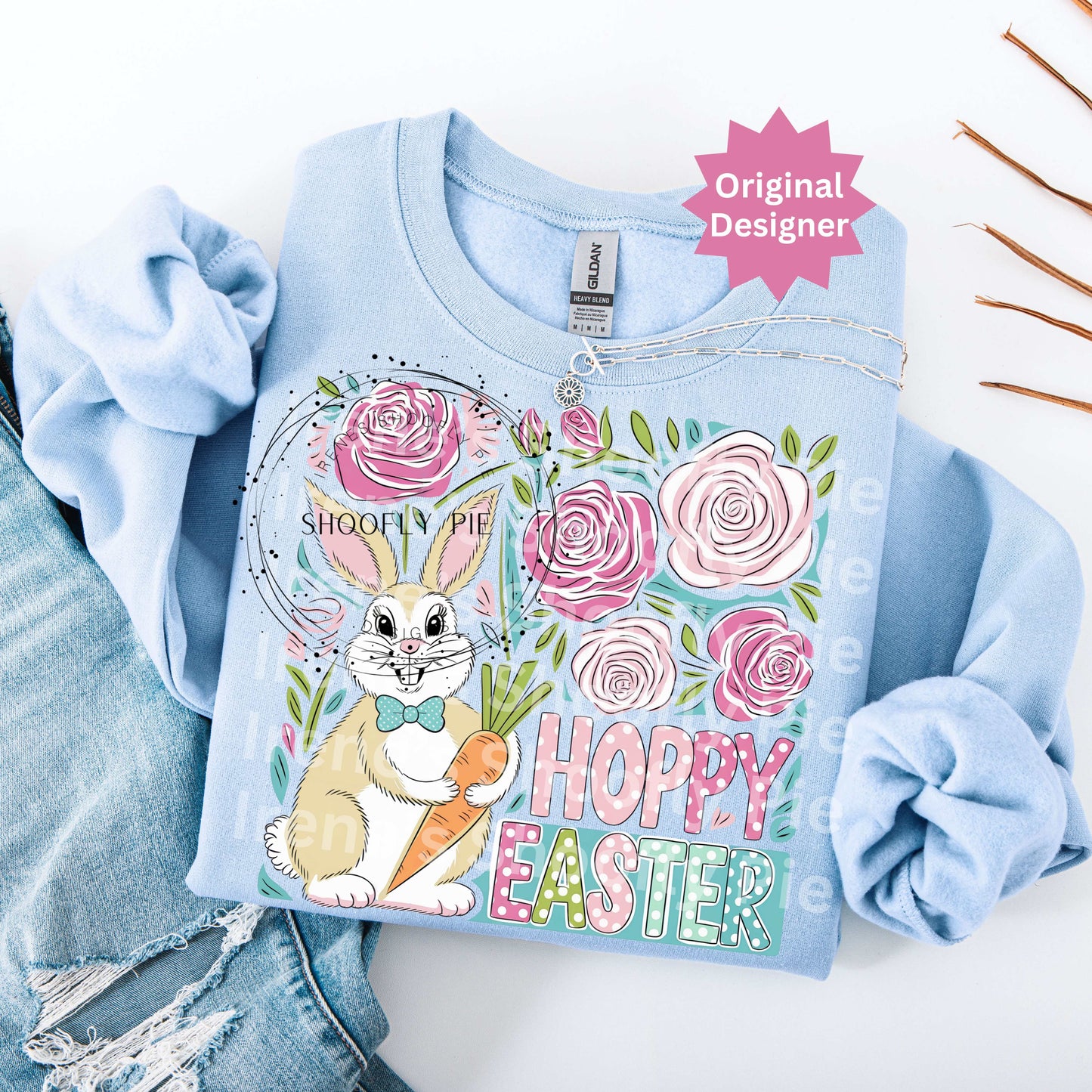 Floral Hoppy Easter Bunny Png