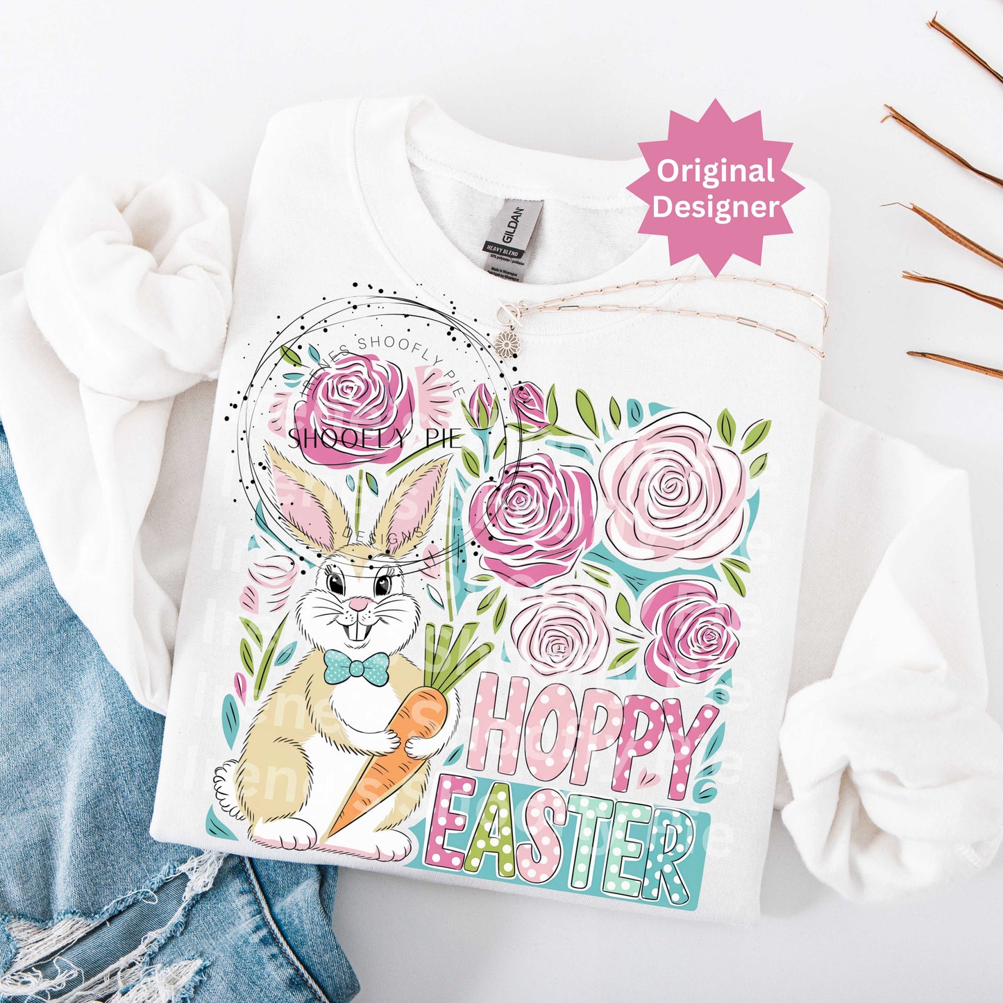 Floral Hoppy Easter Bunny Png