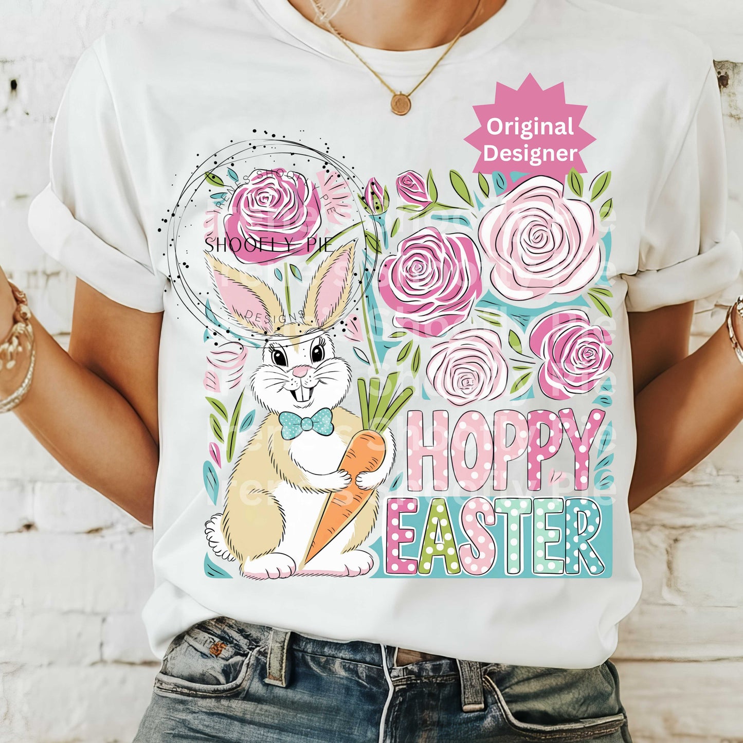 Floral Hoppy Easter Bunny Png