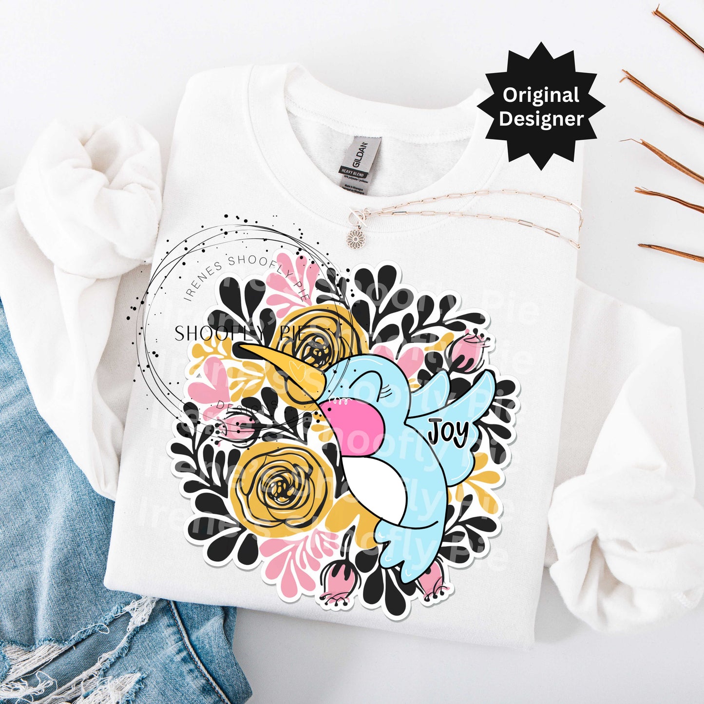 Floral Spring Hummingbird PNG