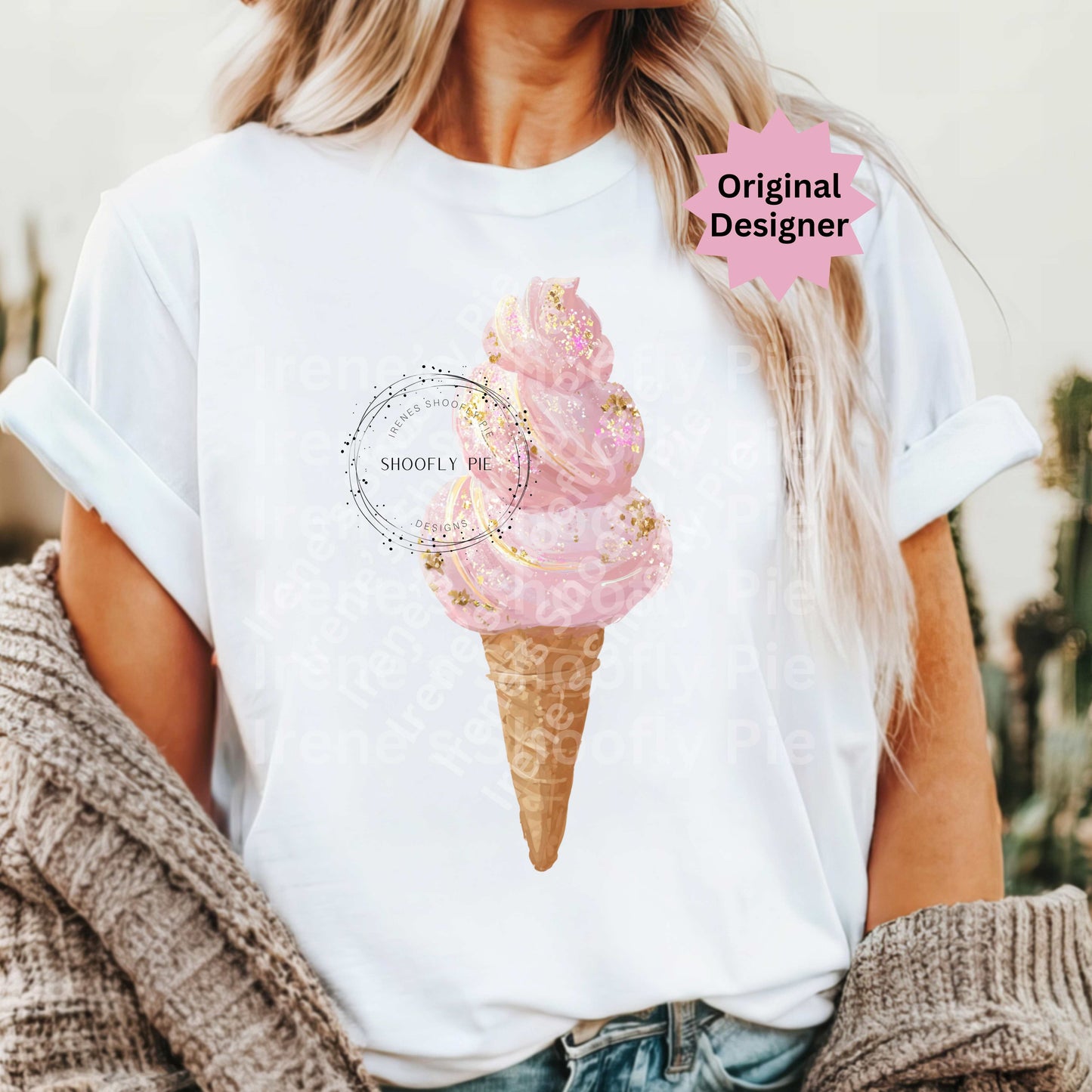 Glitter Pink Ice Cream Cone