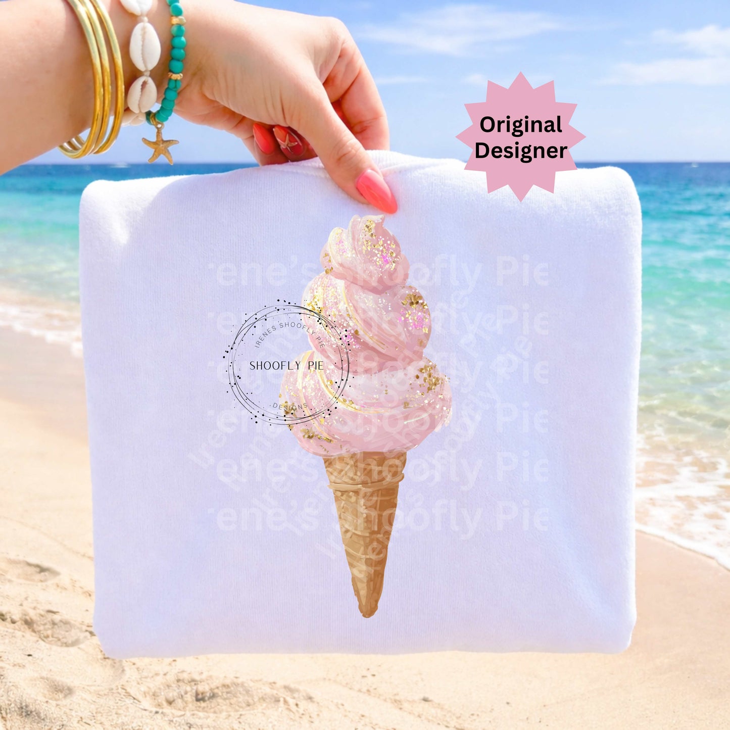 Glitter Pink Ice Cream Cone