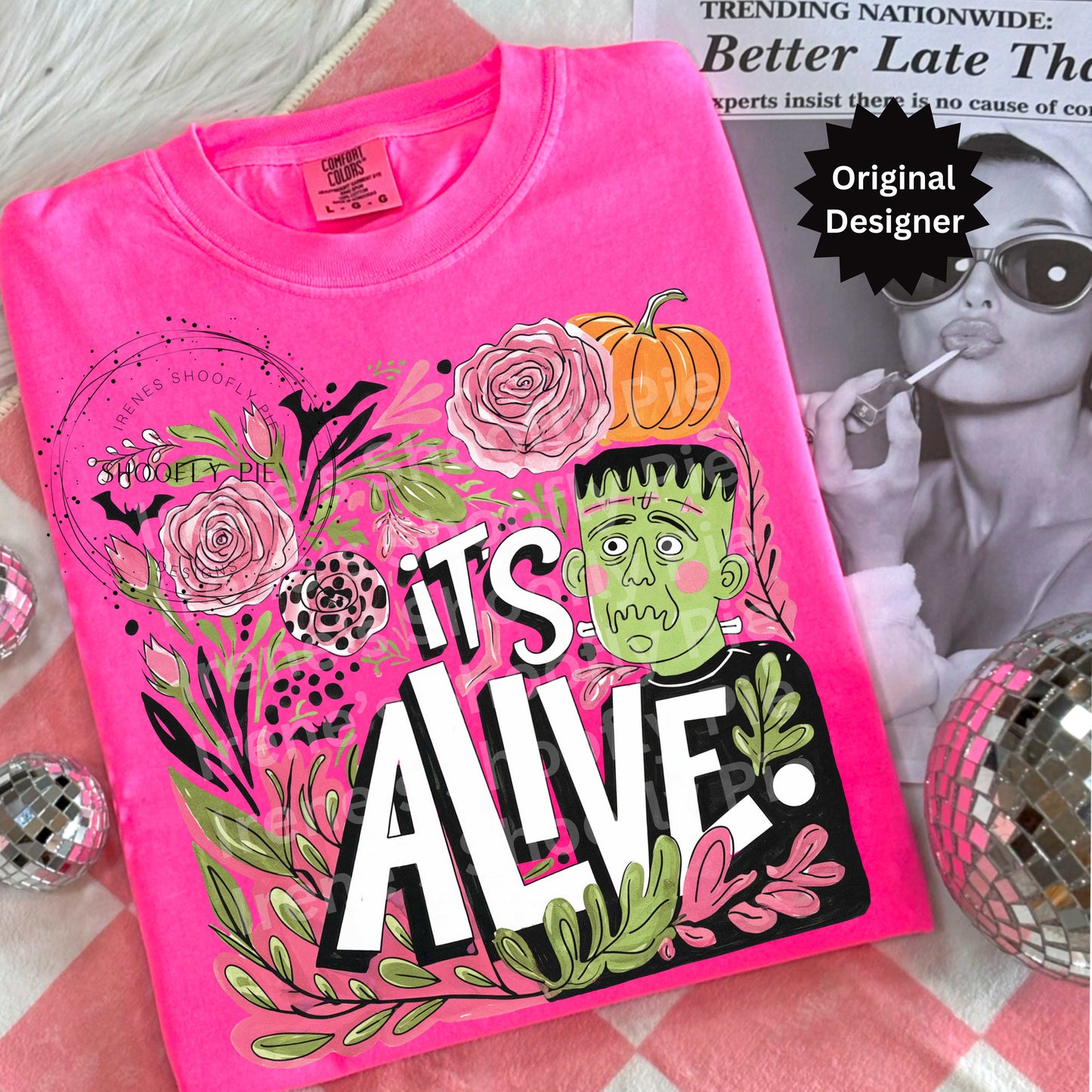 Funny Floral Halloween Frankenstein PNG - It's Alive PNG