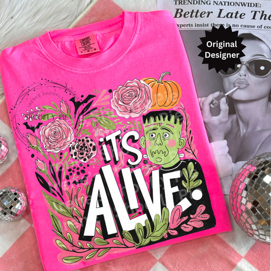 Funny Floral Halloween Frankenstein PNG - It's Alive PNG