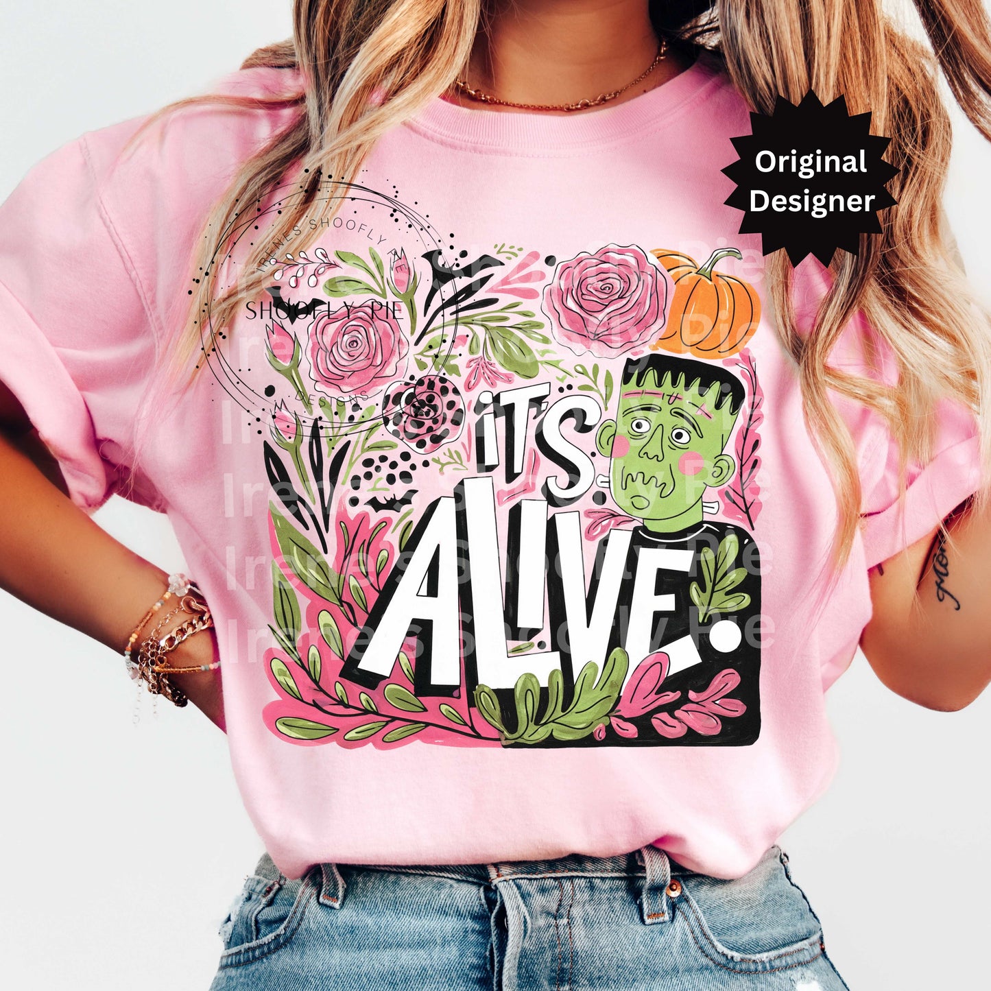 Funny Floral Halloween Frankenstein PNG - It's Alive PNG