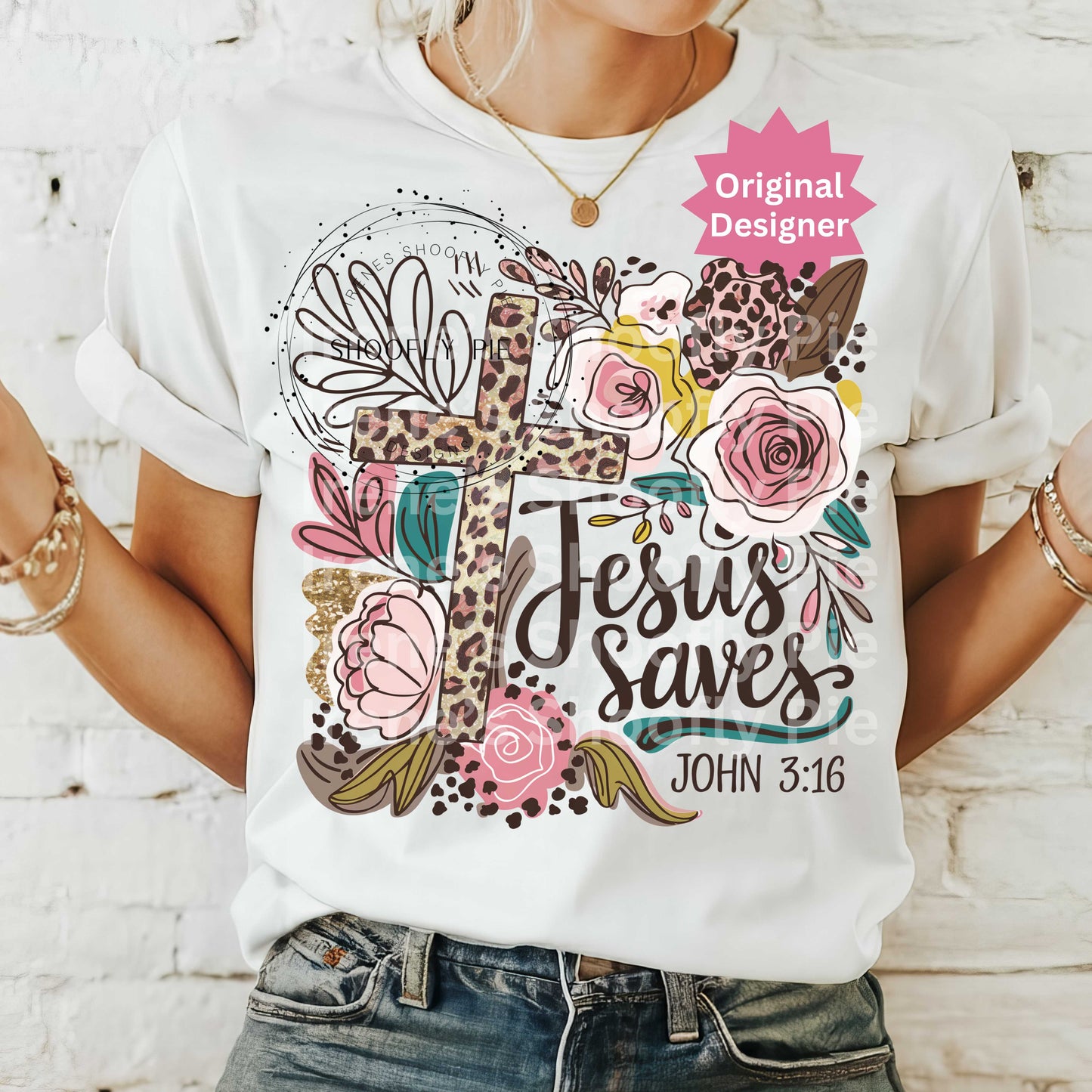 Jesus Saves Christian Floral PNG - John 3:16 Bible Verse PNG