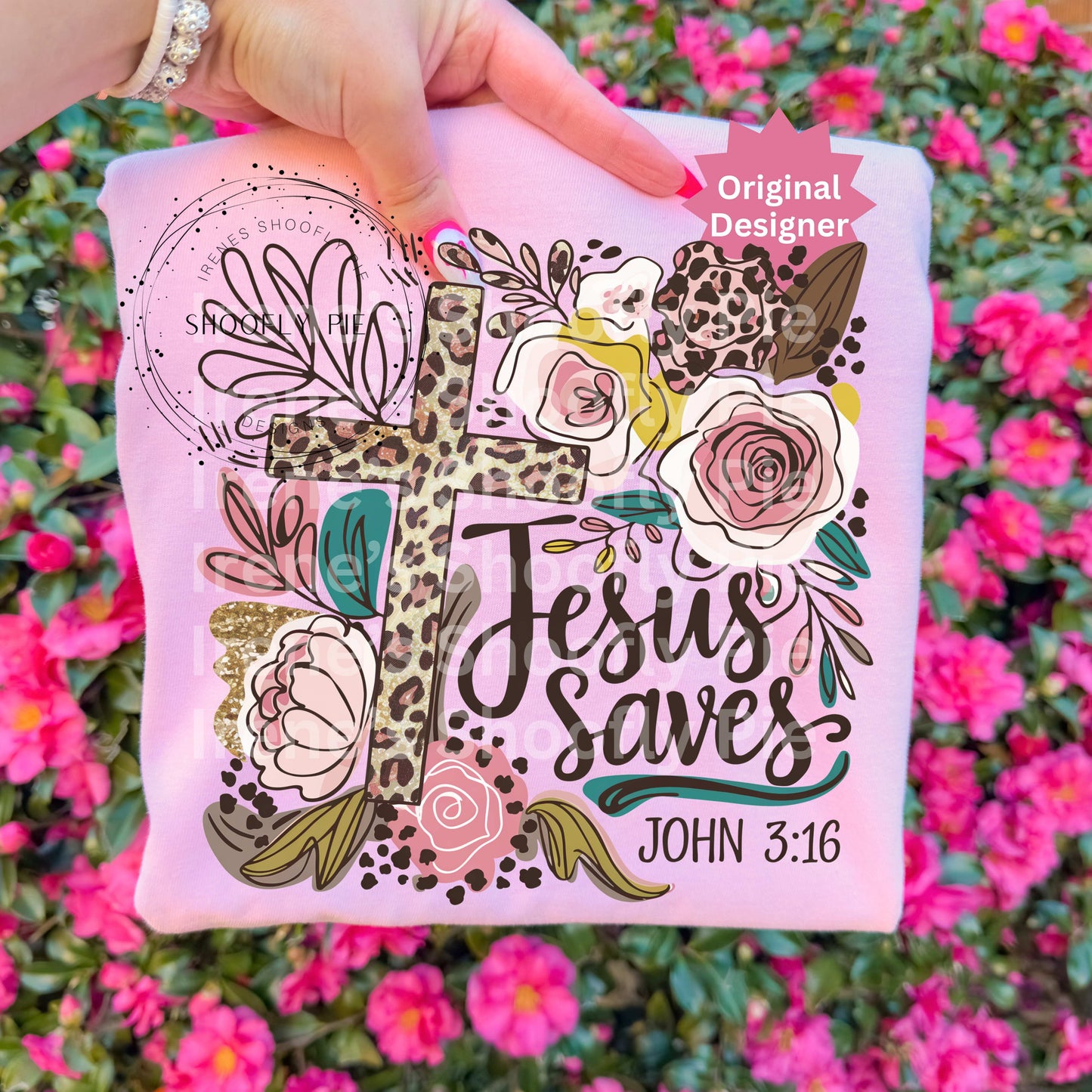 Jesus Saves Christian Floral PNG - John 3:16 Bible Verse PNG