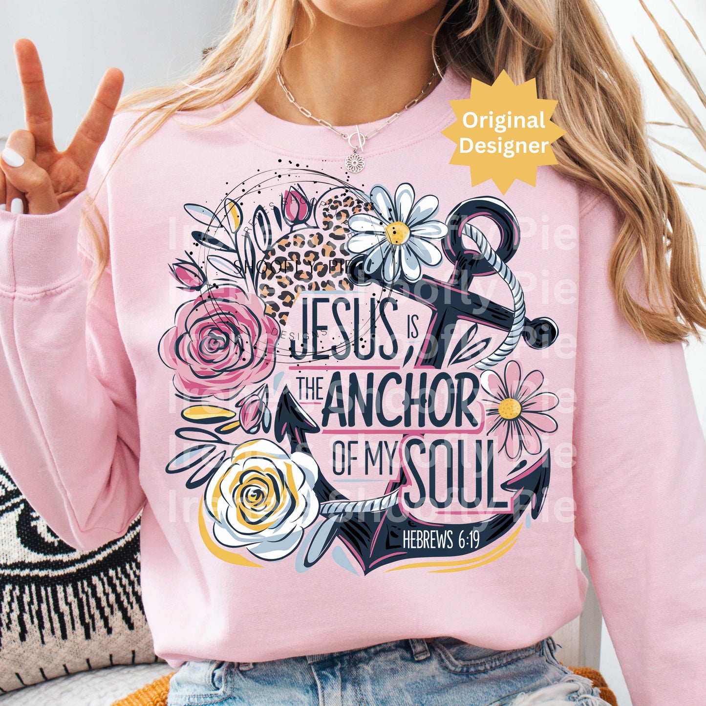 Jesus Is The Anchor Of My Soul PNG - Floral Christian Bible Verse T-shirt Design