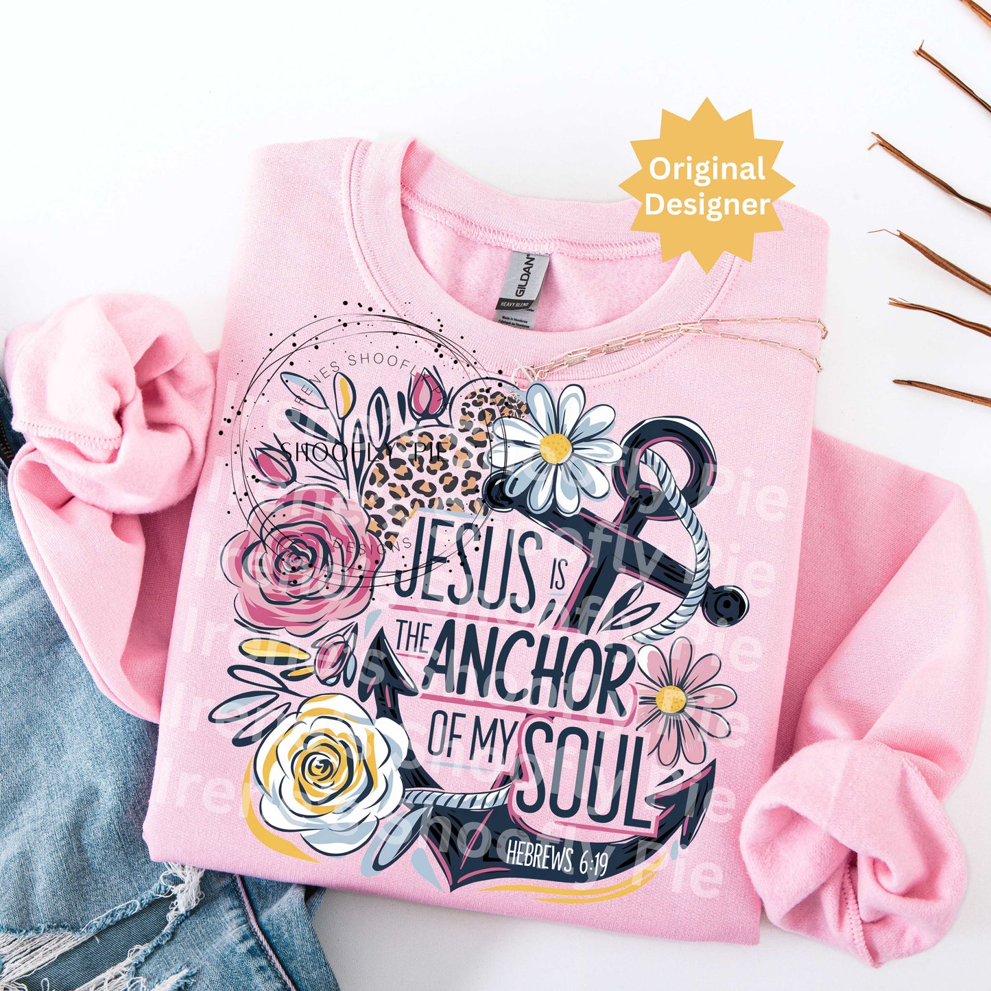 Jesus Is The Anchor Of My Soul PNG - Floral Christian Bible Verse T-shirt Design