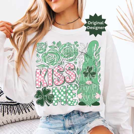 St. Patrick's Day Gnome Kiss Me I'm Irish PNG