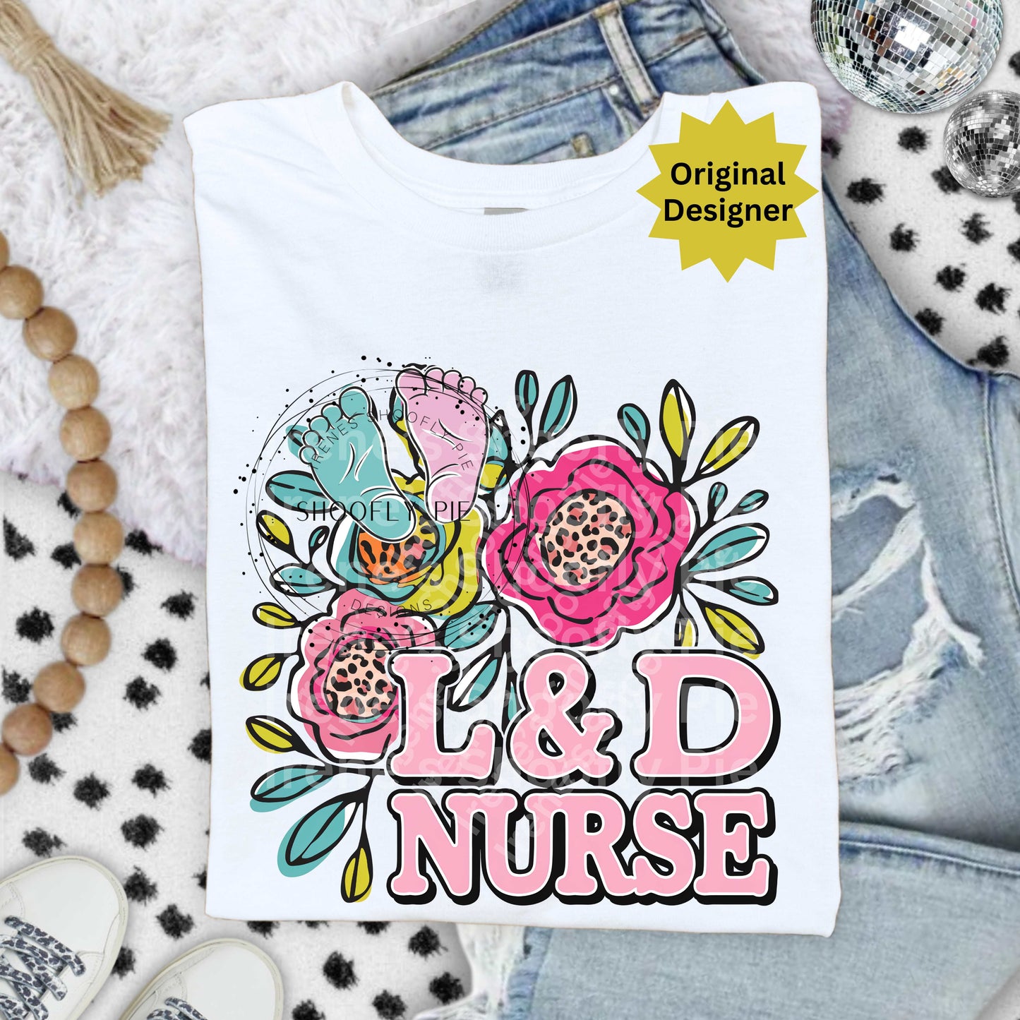 Floral Labor and Delivery Nurse PNG