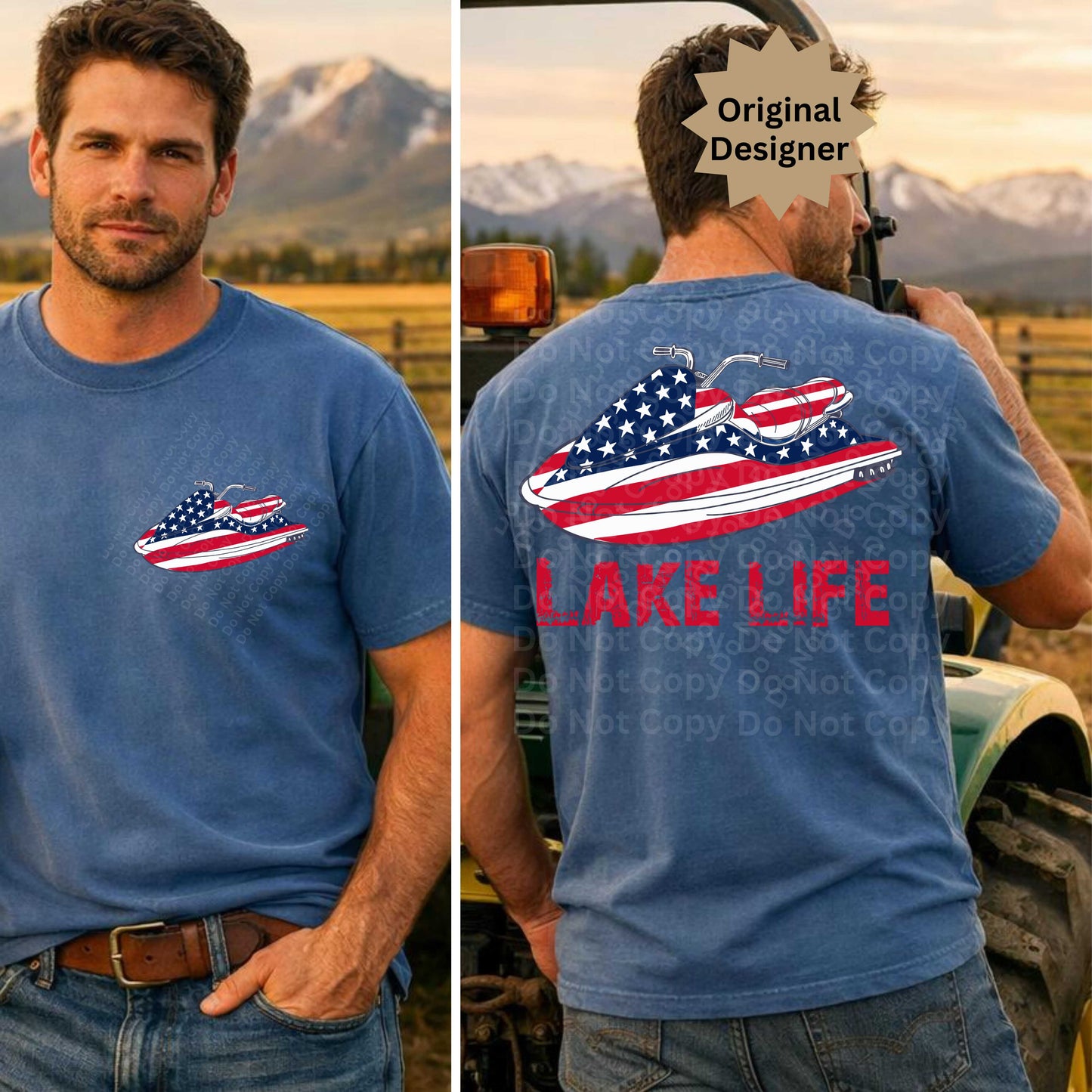 Men's Patriotic Lake Life Jet Ski PNG