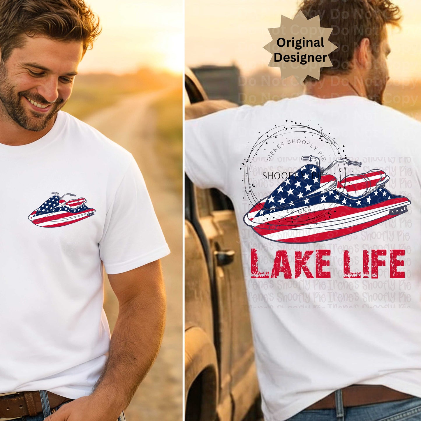 Men's Patriotic Lake Life Jet Ski PNG