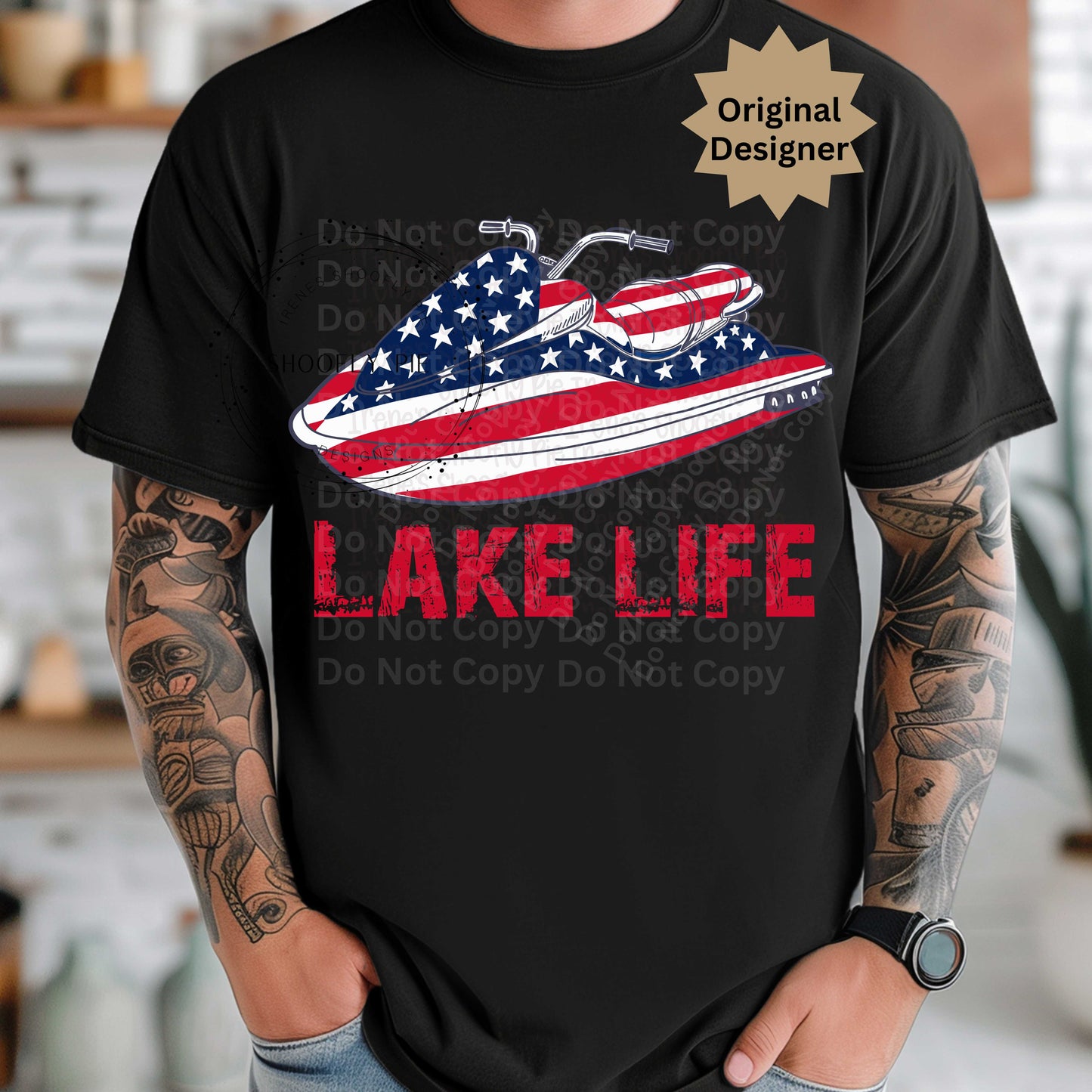 Men's Patriotic Lake Life Jet Ski PNG