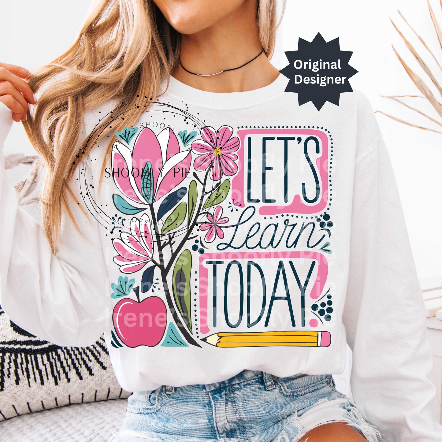 Let's Learn Today Tshirt Png, Preppy Teacher Sublimation Design