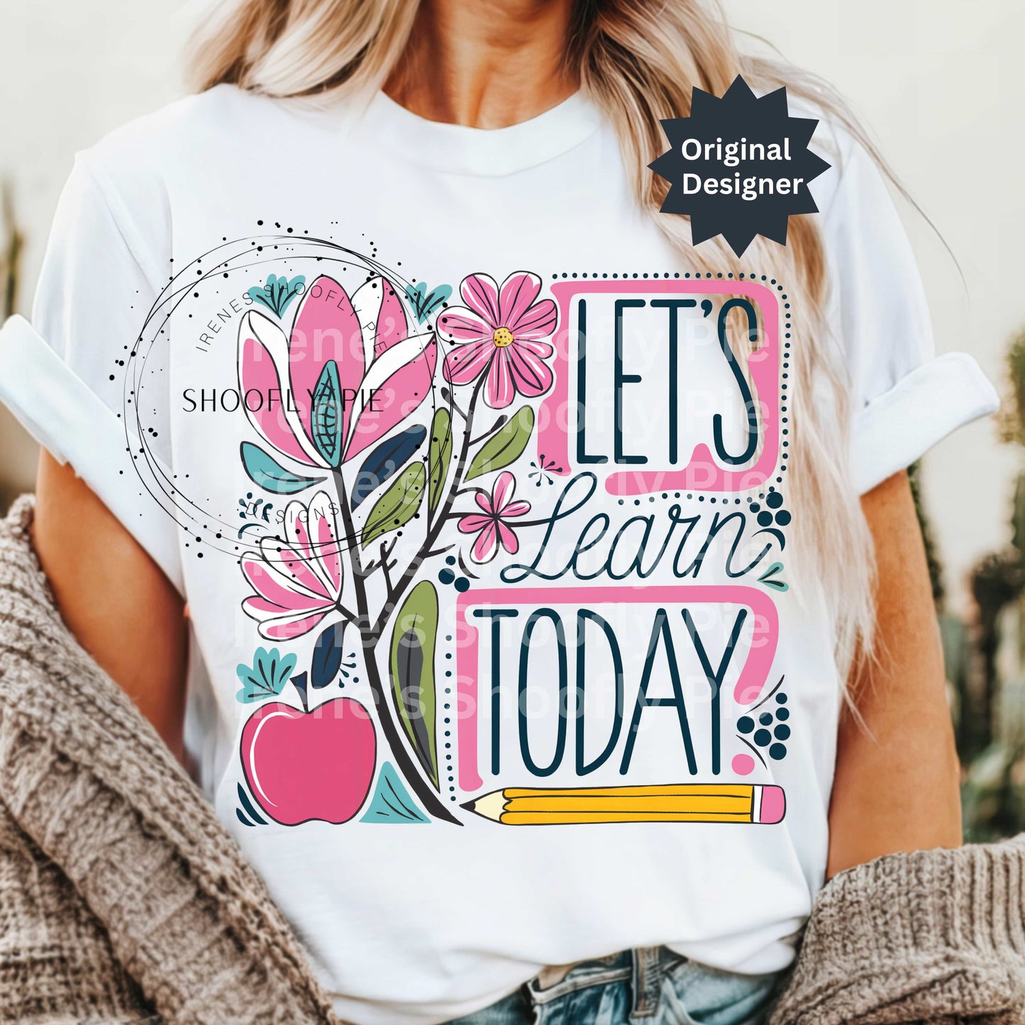 Let's Learn Today Tshirt Png, Preppy Teacher Sublimation Design