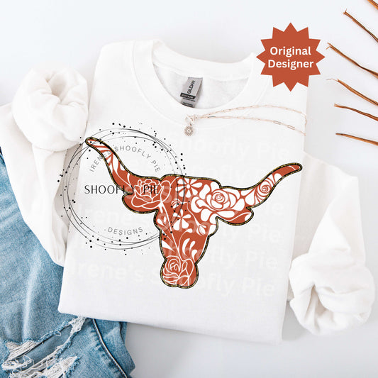 Longhorn Bull Png, Floral Sports Png, Team Mascot Png