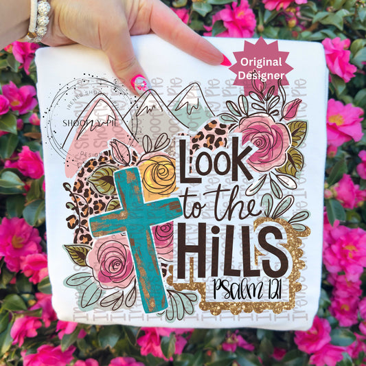 Look to The Hills Christian Bible Verse PNG