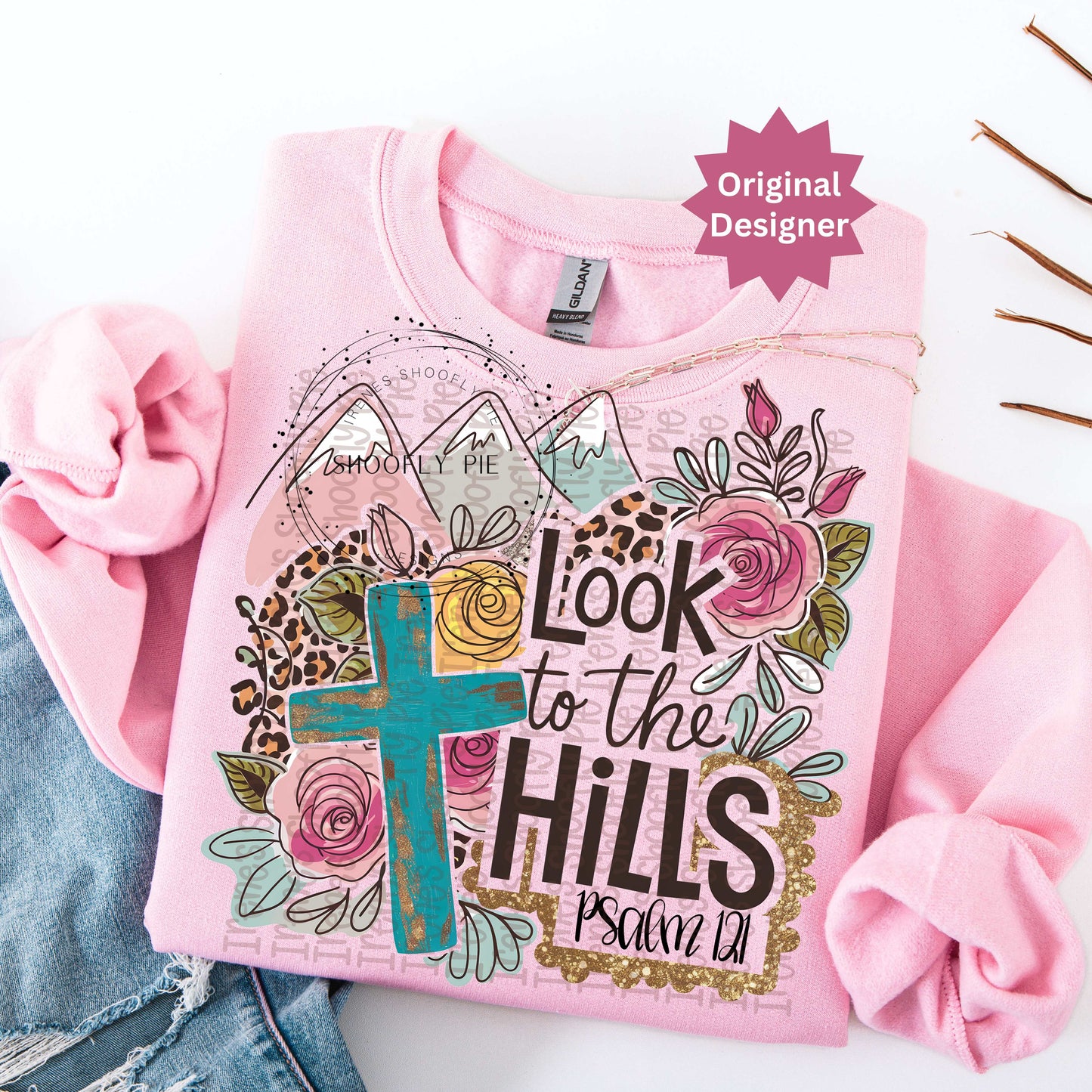 Look to The Hills Christian Bible Verse PNG