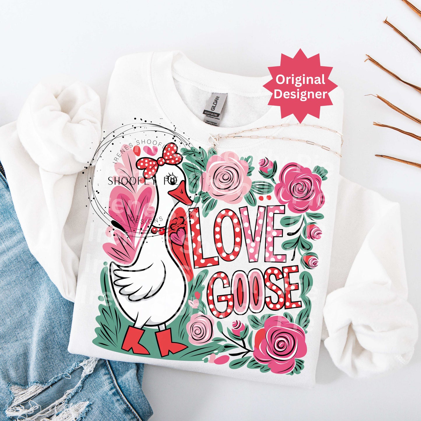 Valentine Goose Png - Coquette Valentine Love Goose Design PNG