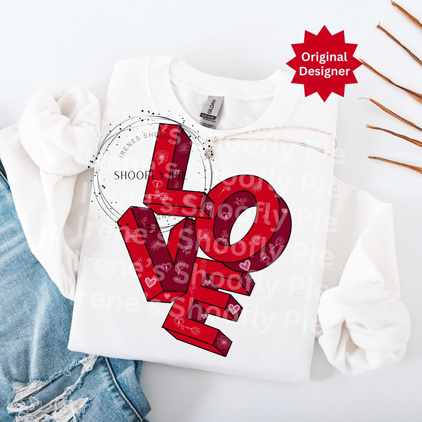 Love PNG - Valentine's LOVE Typography T-shirt PNG