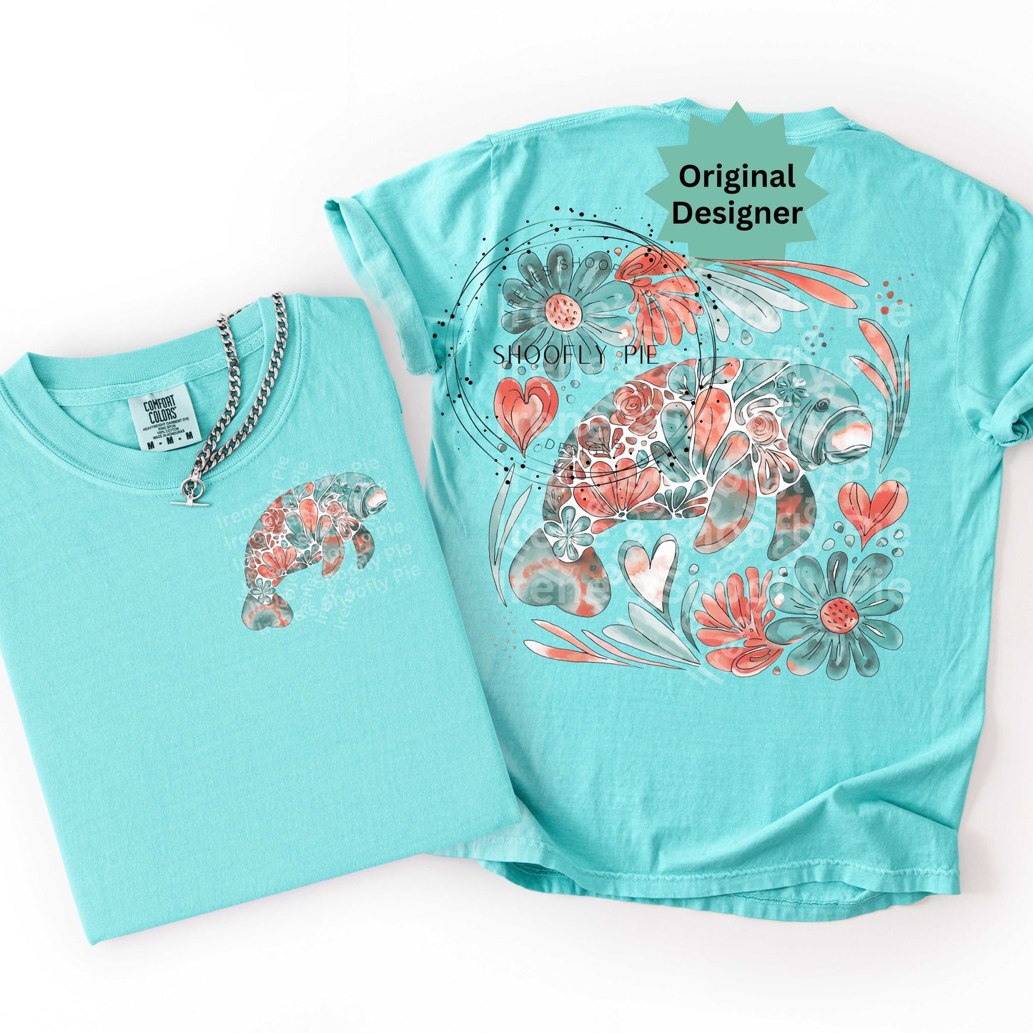 Preppy Floral Manatee PNG