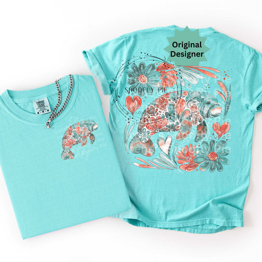 Preppy Floral Manatee PNG