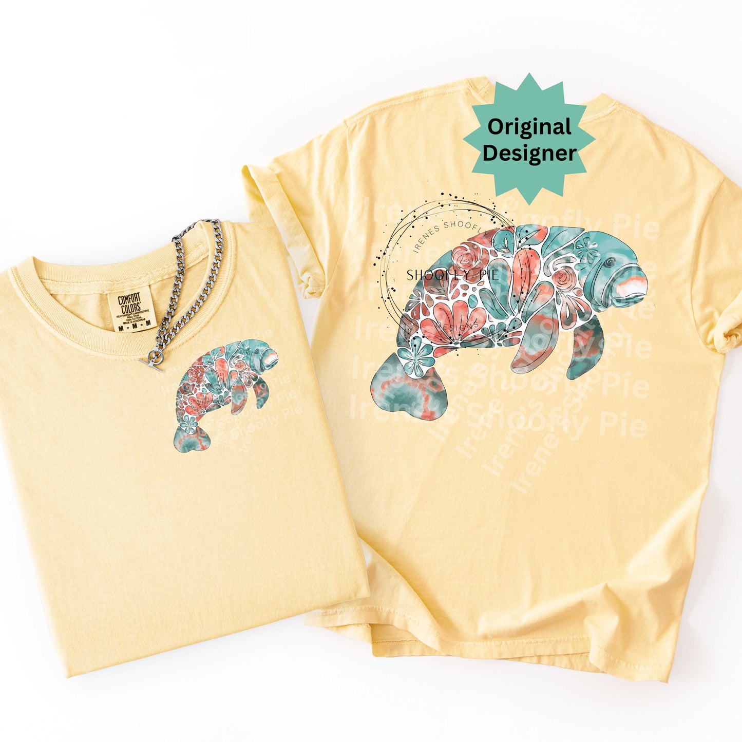 Preppy Floral Manatee PNG