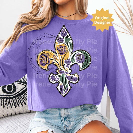 Mardi Gras Fleur de Lis T-shirt PNG Design