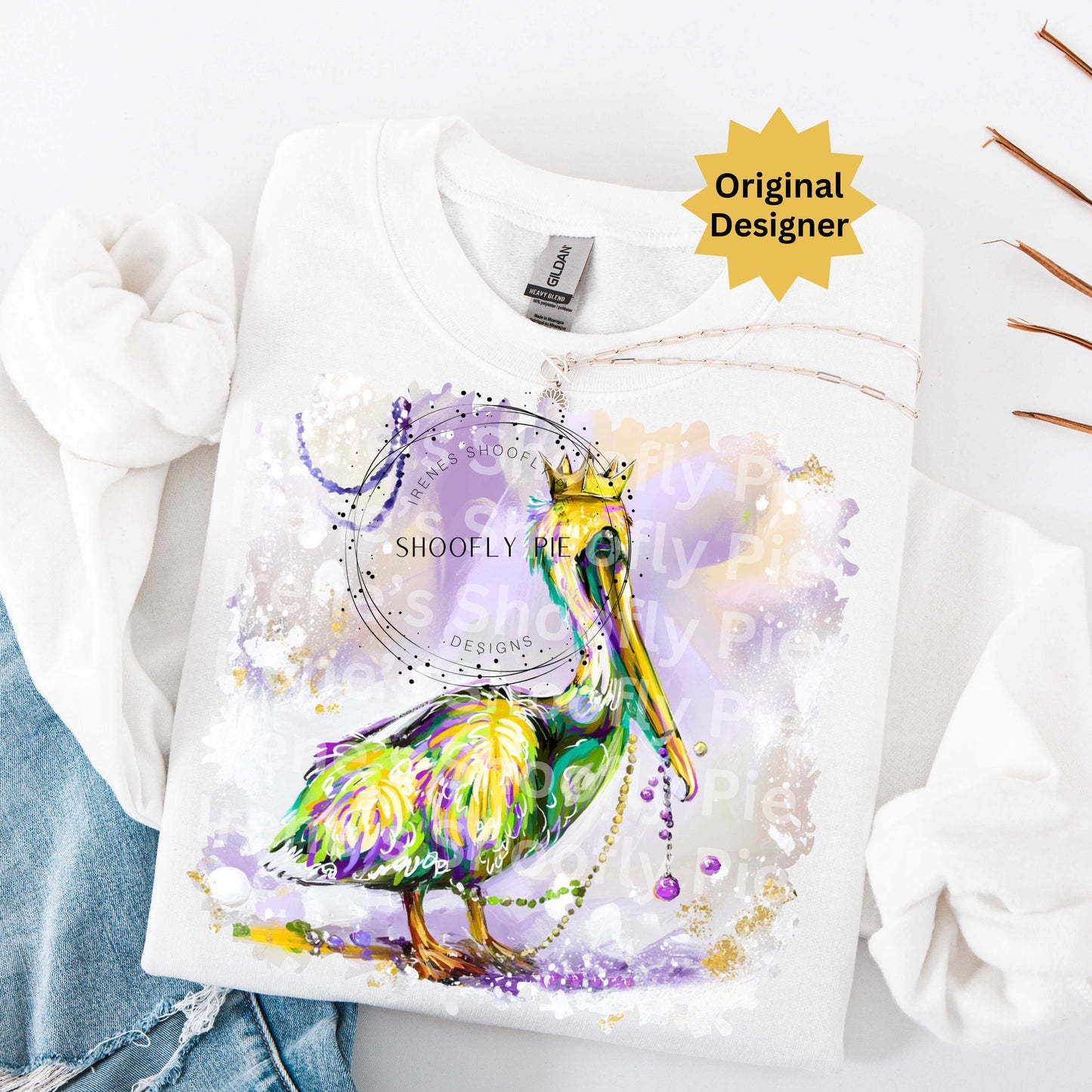 Mardi Gras Pelican Design PNG