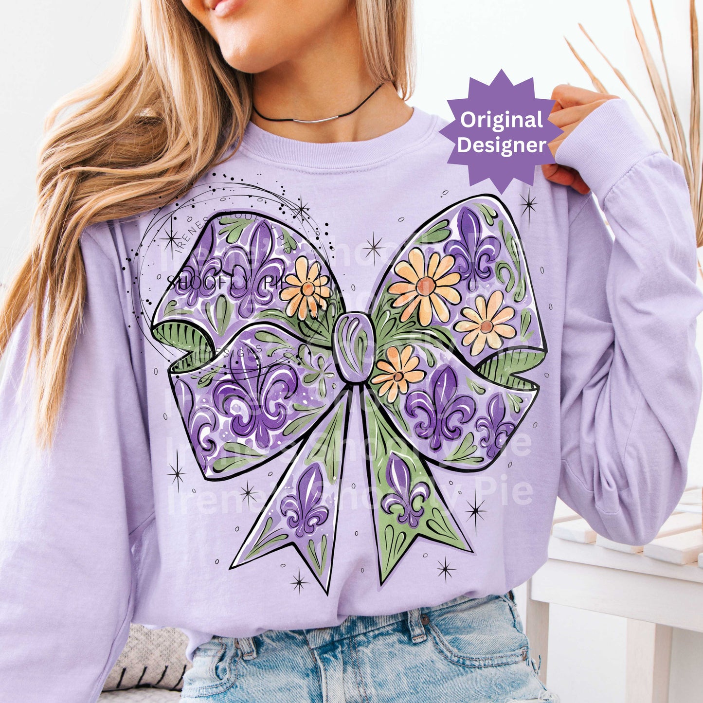 Coquette Mardi Gras Fleur De Lis T-Shirt Design PNG