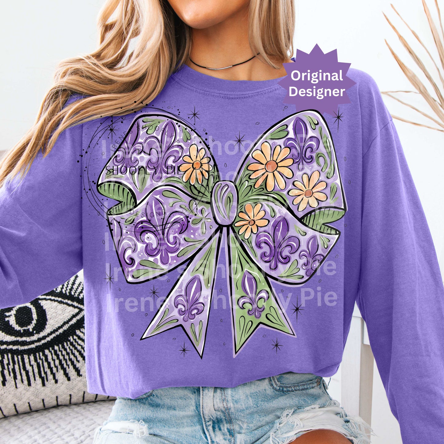 Coquette Mardi Gras Fleur De Lis T-Shirt Design PNG