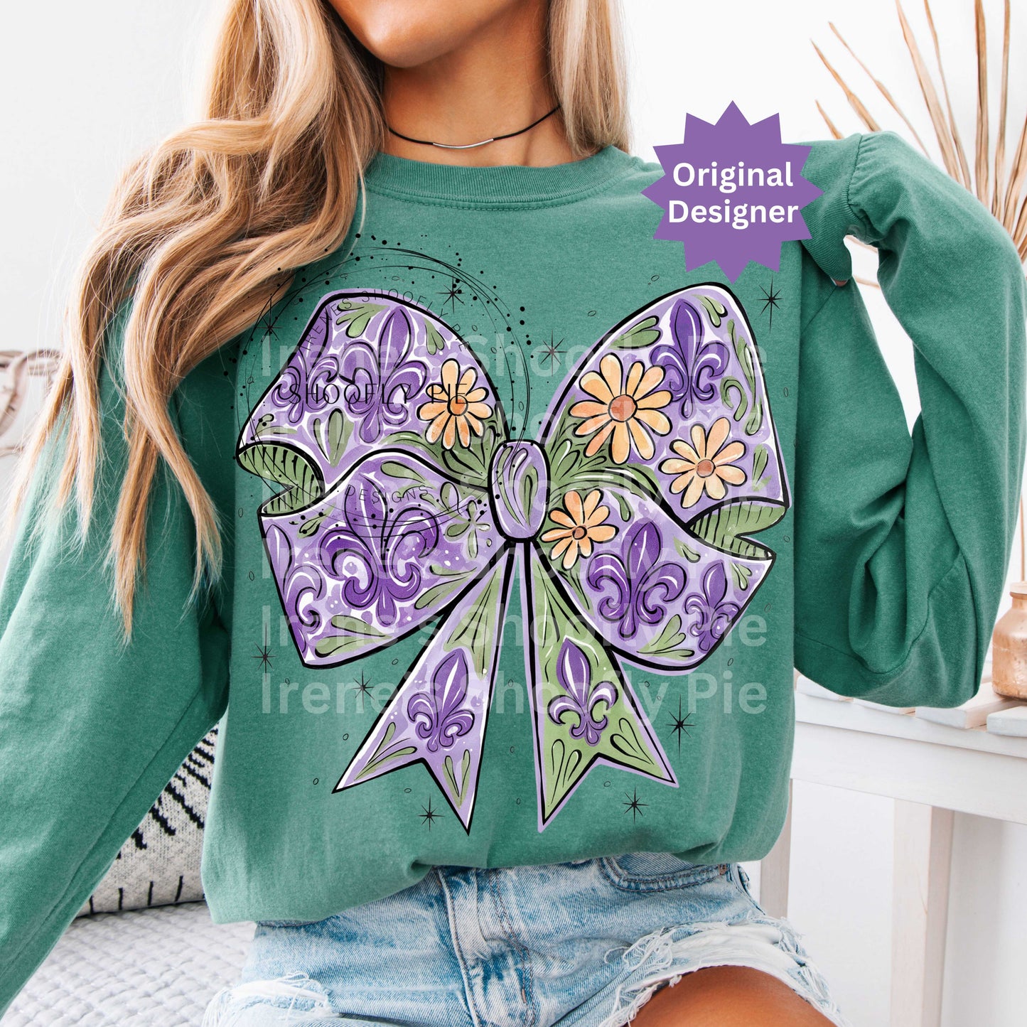 Coquette Mardi Gras Fleur De Lis T-Shirt Design PNG
