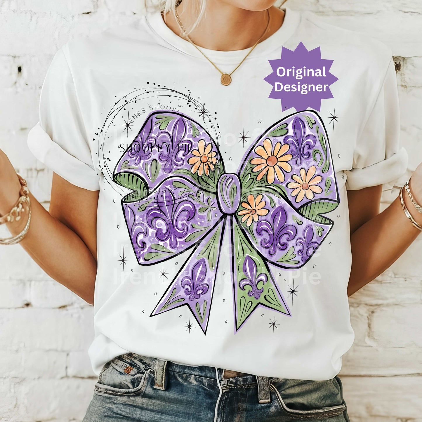 Coquette Mardi Gras Fleur De Lis T-Shirt Design PNG
