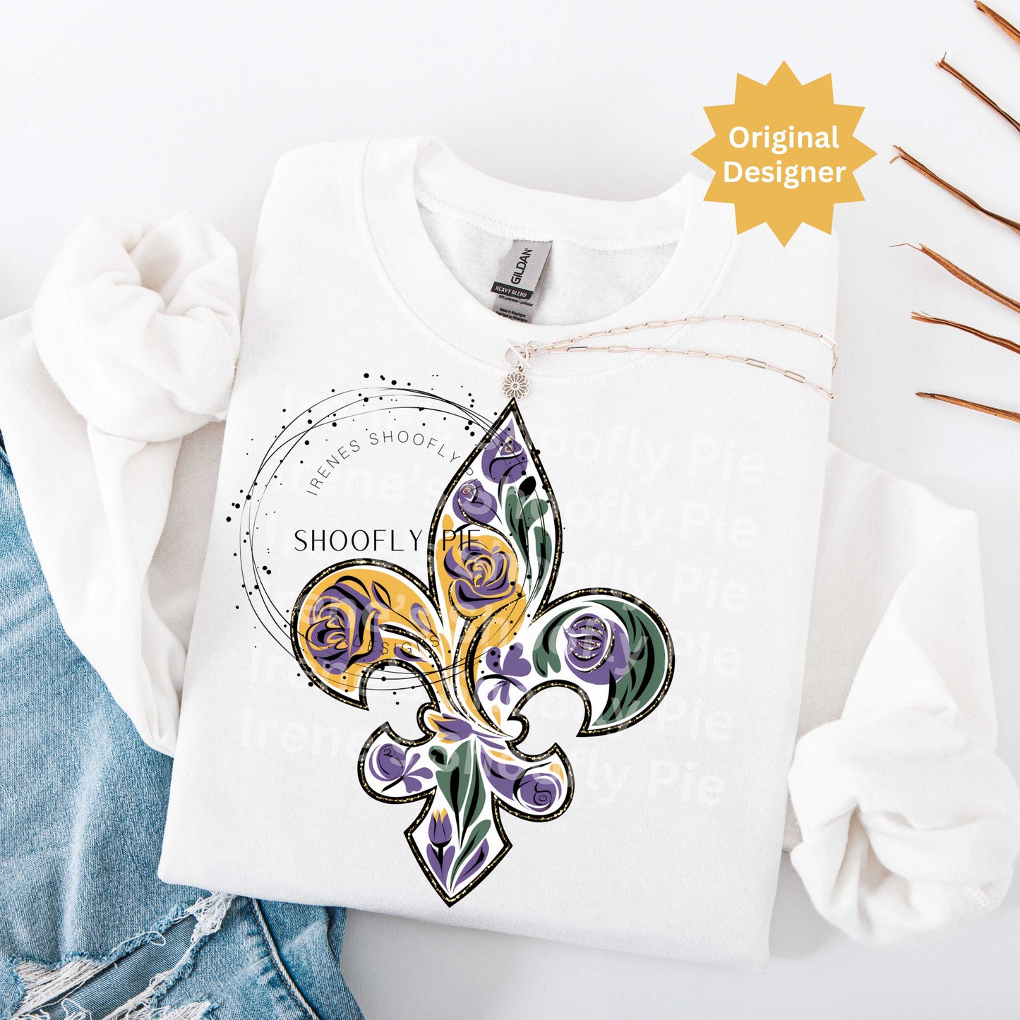 Mardi Gras Fleur de Lis T-shirt PNG Design